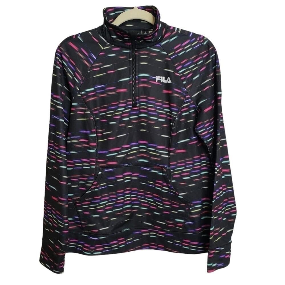 Fila Sport Womens Med 3/4 Zip Kangaroo Pocket Lightweight Running Pullover Med